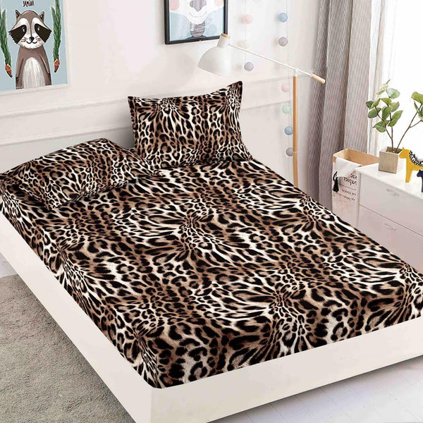 Huse cu Elastic Bumbac Finet o Persoana Maro Leopard CFS54