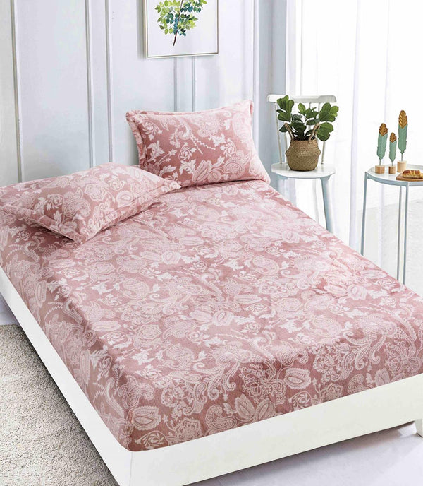 Huse de Pat cu Elastic Cocolino 160X200 Roz Pudrat Floral CCJ09