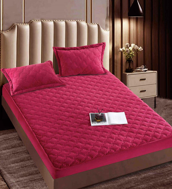 Huse Matlasate Catifea Pat Dublu Fucsia Uni HCJ301