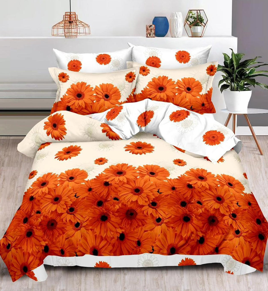 Lenjerie Bumbac Finet 6 Piese Orange Floral BF243