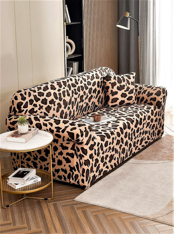 Husa Elastica Canapea 2 Locuri Maro Animal Print HME2H