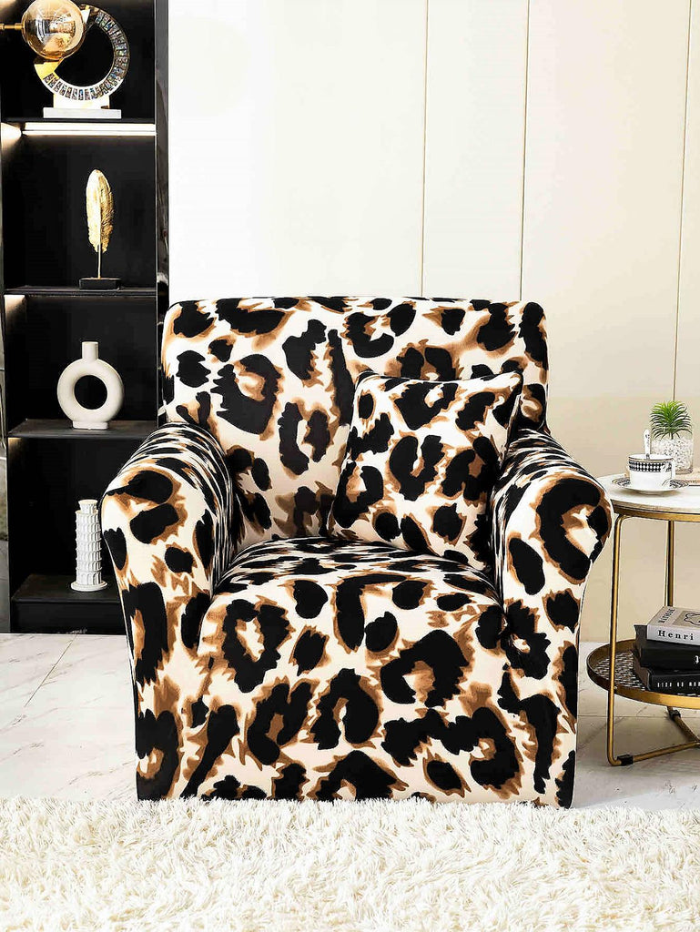 Husa Elastica Fotoliu Crem Maro Animal Print HME1B1